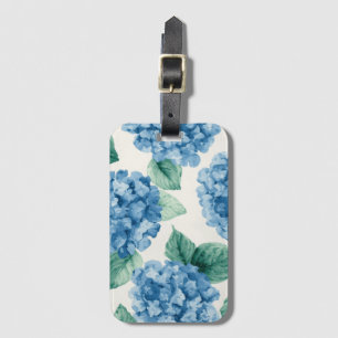 Etiqueta De Bagagem Hortênsia Azuis Floral Aquarela Botânica Flora