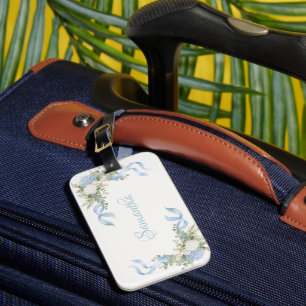 Etiqueta De Bagagem Hortênsia Azul Nome Personalizado