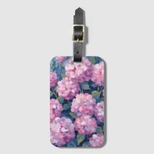 Etiqueta De Bagagem Hortênsias Florais Rosa Bege
