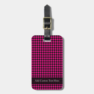 Etiqueta De Bagagem Hot Pink/Black Houndstooth