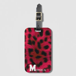Etiqueta De Bagagem Hot Pink Leopard Print Faux