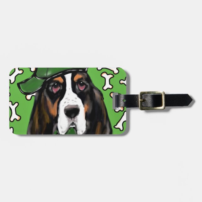 Etiqueta De Bagagem Hound Basset (Frente Horizontal)
