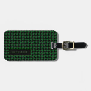 Etiqueta De Bagagem Houndstooth Verde Personalizado, Bagagem Preta