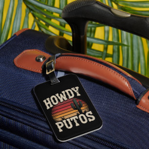 Etiqueta De Bagagem Howdy Putos Funny Cactus Retro Vintage