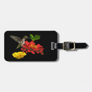 Etiqueta De Bagagem Hummingbird em Zinnias