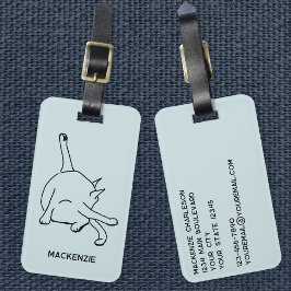 Etiqueta De Bagagem Humor de Gato Engraçado Arte de Linha Personalizad