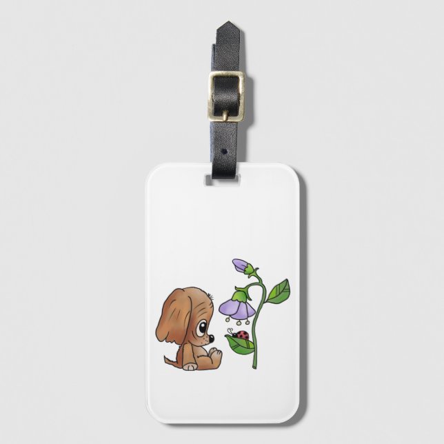 Etiqueta De Bagagem Hund und Blume   (Frente Vertical)