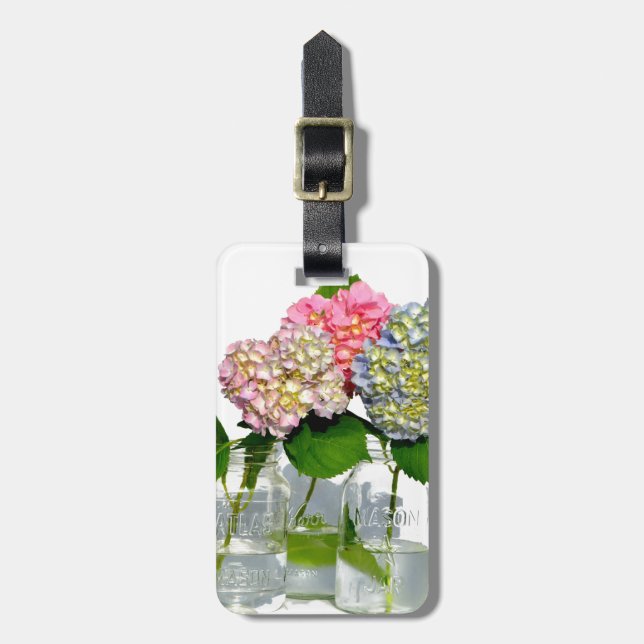 Etiqueta De Bagagem hydrangeas e mason jar (Frente Vertical)