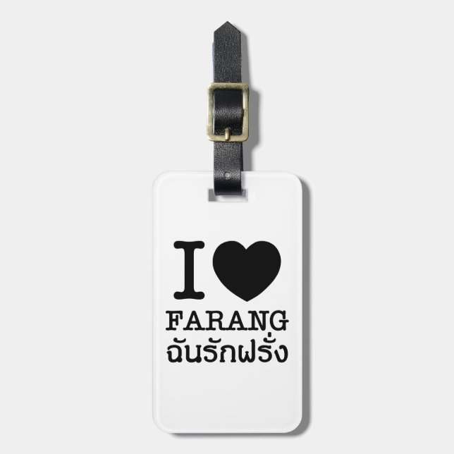 Etiqueta De Bagagem I Black Heart (Love) Farang (Frente Vertical)