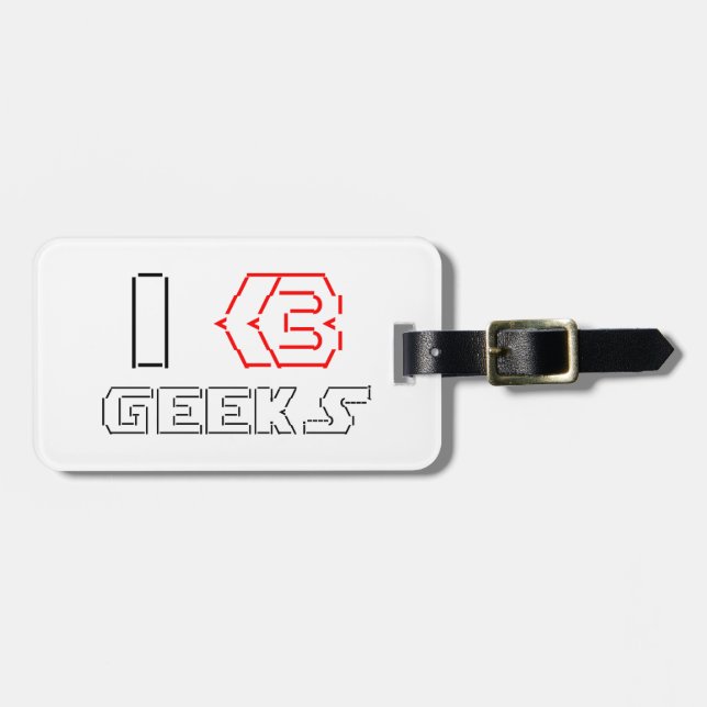 Etiqueta De Bagagem I Heart Geeks ASCII ART (Frente Horizontal)