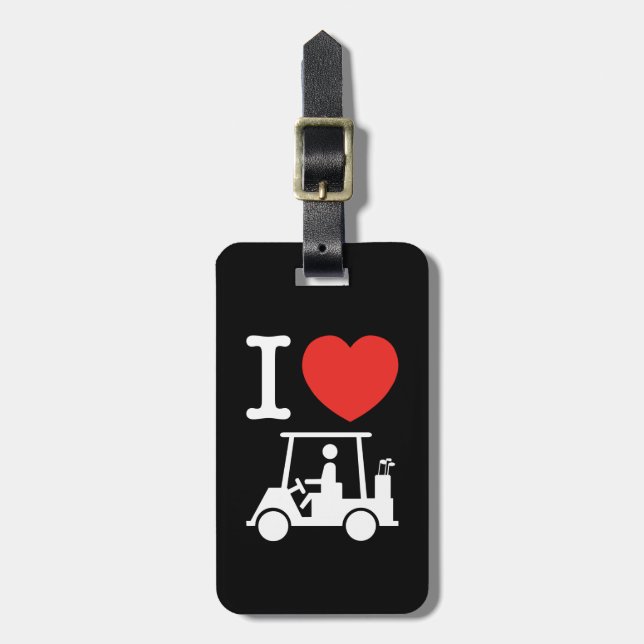 Etiqueta De Bagagem I Heart (Love) Golf Cart (Frente Vertical)