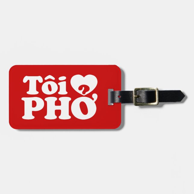 Etiqueta De Bagagem I Heart (Love) Pho (Tôi9PHỞ) Língua vietnamita (Frente Horizontal)