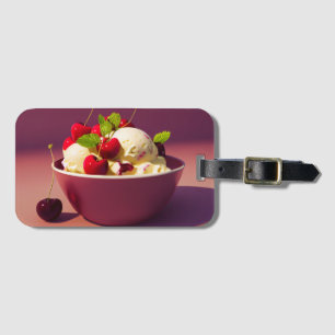 Etiqueta De Bagagem Ice cream sundae with cherries and syrup
