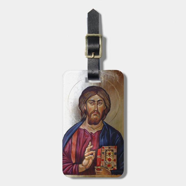 Etiqueta De Bagagem Ícone bizantino do cristo Pantocrator (Frente Vertical)