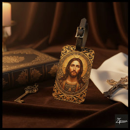 Etiqueta De Bagagem Ícone Sagrado Dourado - Jesus