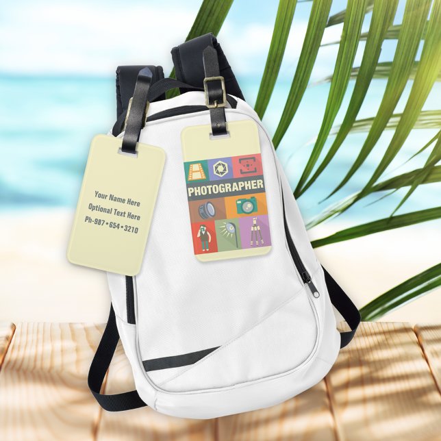 Etiqueta De Bagagem Icônica do Fotógrafo Profissional Projetada (Criador carregado)