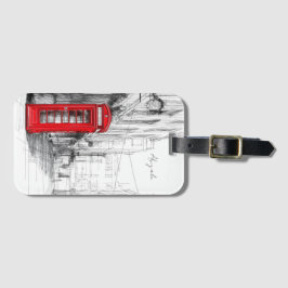 Etiqueta De Bagagem ID de Viagem britânico com Red Phone Booth