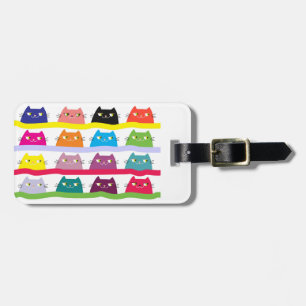 Etiqueta De Bagagem Identificador de Bagagem de Gato Colorido, Viagem