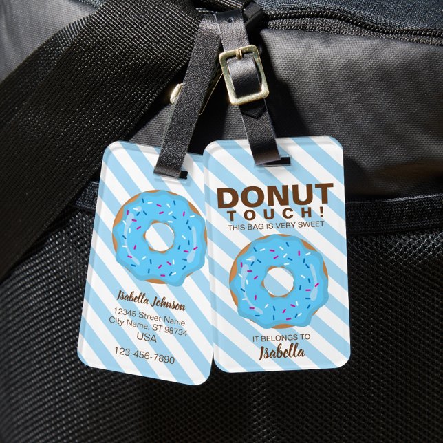 Etiqueta De Bagagem Identificador de Bagagem Donut Azul (Criador carregado)