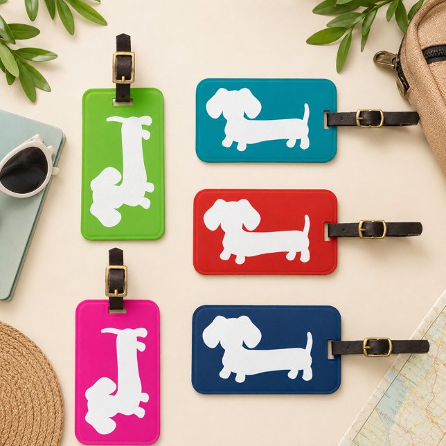 Etiqueta De Bagagem Identificador de Bagagem Personalizado com Tema Da (Wiener Dog Travel Luggage Tag)