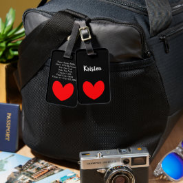 Etiqueta De Bagagem Identificador de mala preto personalizado com cora