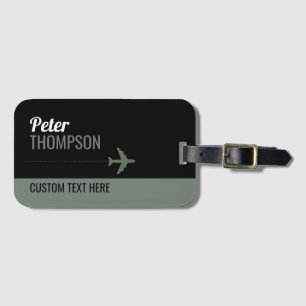 Etiqueta De Bagagem Identificador moderno preto do nome do viajante