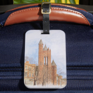 Etiqueta De Bagagem Igreja Gótica Aquarela
