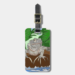 Etiqueta De Bagagem Iguana numa pedra