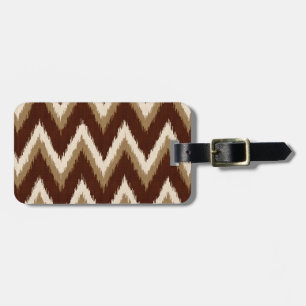 Etiqueta De Bagagem Ikat Chevron Stripes - Castanho e bege de chocolat
