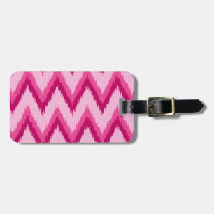 Etiqueta De Bagagem Ikat Chevron Stripes - Fuchsia e Rosa Pálido
