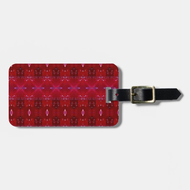 Etiqueta De Bagagem Ikat do Snapdragon Vermelho Também (Frente Horizontal)