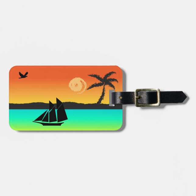 Etiqueta De Bagagem Ilha Sunset (Frente Horizontal)