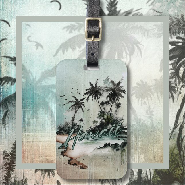 Etiqueta De Bagagem Ilha Tropical Palm do Havaí (Hawaii Tropical Palm Tree Island)