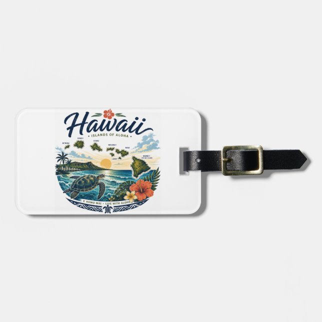 Etiqueta De Bagagem Ilhas Havaí (Frente Horizontal)