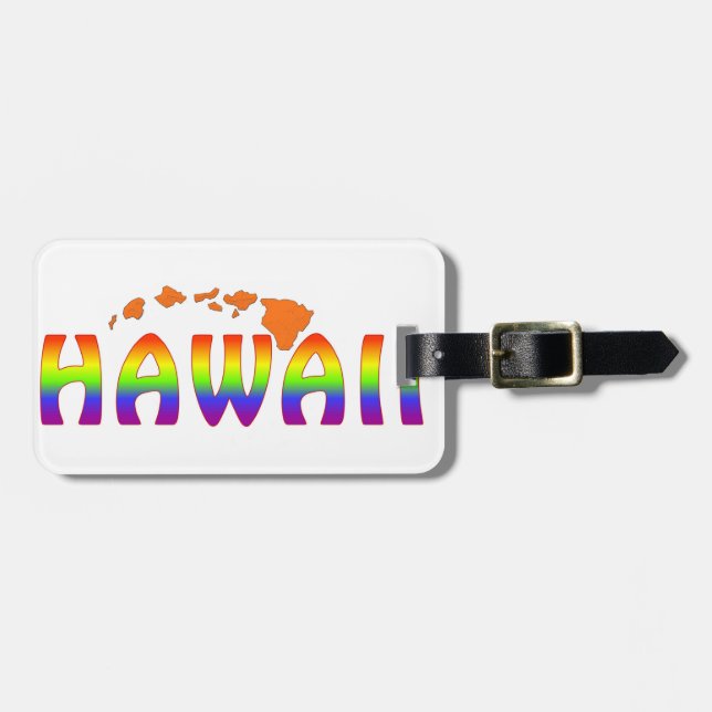 Etiqueta De Bagagem Ilhas laranja Rainbow Hawaii (Frente Horizontal)
