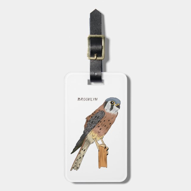 Etiqueta De Bagagem Ilustração de ave do Kestrel Americano (Frente Vertical)