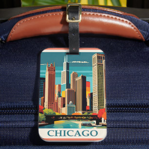 Etiqueta De Bagagem Ilustração de Chicago Vintage