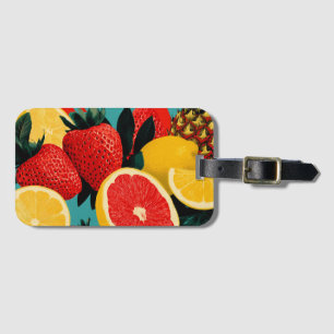 Etiqueta De Bagagem Ilustração de Colagem de Fruta de Arte pop