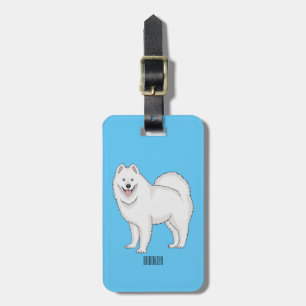 Etiqueta De Bagagem Ilustração de desenho animado com cão Samoyed