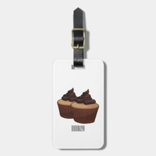Etiqueta De Bagagem ilustração de desenho animado de cupcake