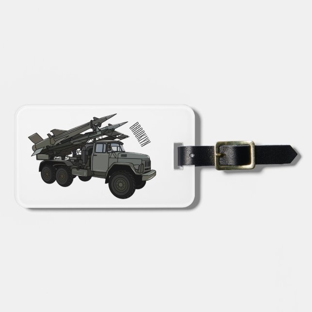 Etiqueta De Bagagem Ilustração de desenho animado de veículos mísseis (Frente Horizontal)