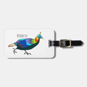 Etiqueta De Bagagem Ilustração de desenho animado monal de aves do Him