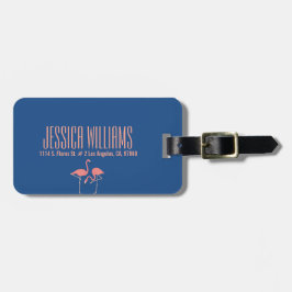 Etiqueta De Bagagem Ilustração de Flamingo Rosa Monograma