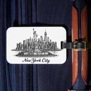 Etiqueta De Bagagem Ilustração de Linha do Horizonte de Nova York