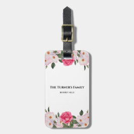 Etiqueta De Bagagem Ilustração de roscas brancas cor-de-rosa-d-água