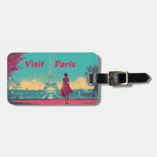 Etiqueta De Bagagem Ilustração de Viagem Torre Eiffel Retro Cartão Pos