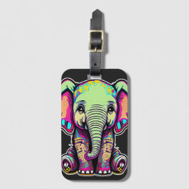Etiqueta De Bagagem Ilustração digital de um filhote de elefante fofo 