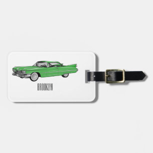 Etiqueta De Bagagem Ilustração do desenho animado Classic car 1959