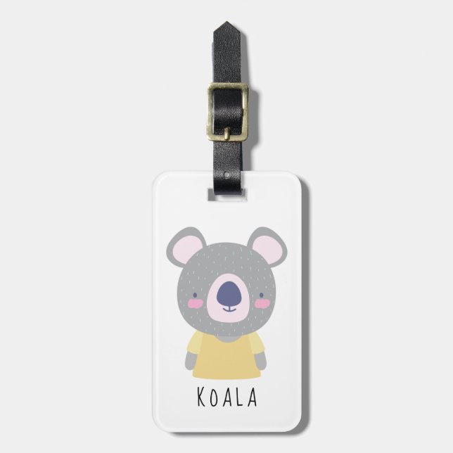 Etiqueta De Bagagem Ilustração do Urso Koala Bonita - Personalizável (Frente Vertical)
