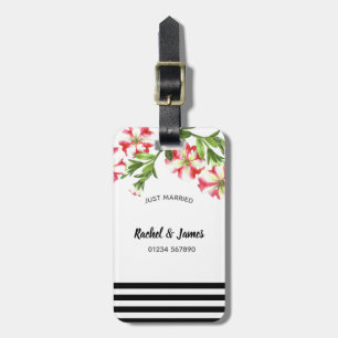 Etiqueta De Bagagem Ilustração Floral de Petunias Brancas Cor-de-Ág